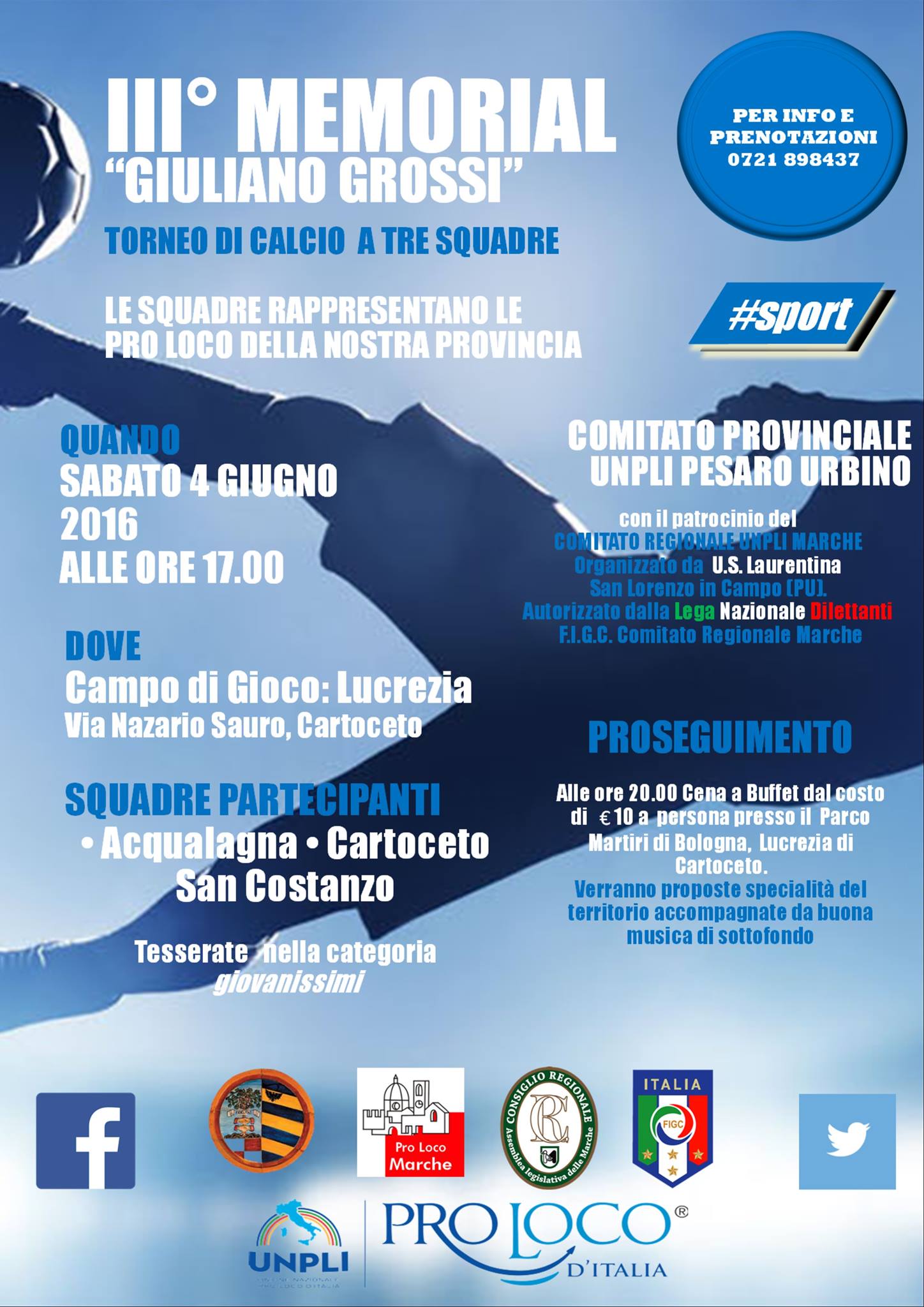 Torna il 4 giugno il torneo calcistico dedicato alla memoria di Giuliano Grossi