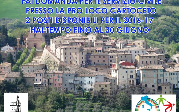 Uscito il Bando 2016 per il Servizio Civile: fai domanda presso la Pro Loco Cartoceto