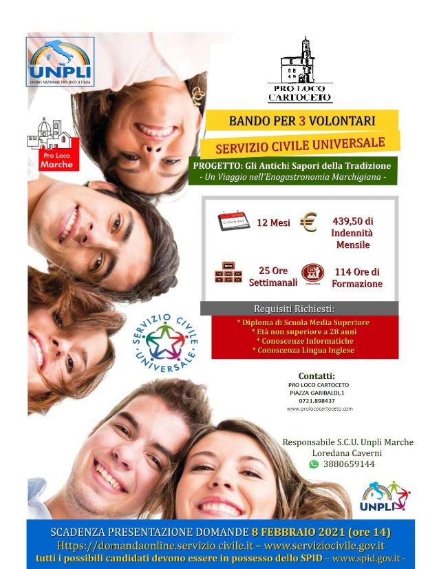 Bando per 3 volontari – Servizio Civile Universale