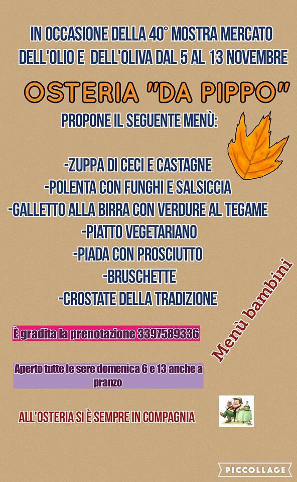 Mostra Mercato: Menu delle Osterie Diffuse