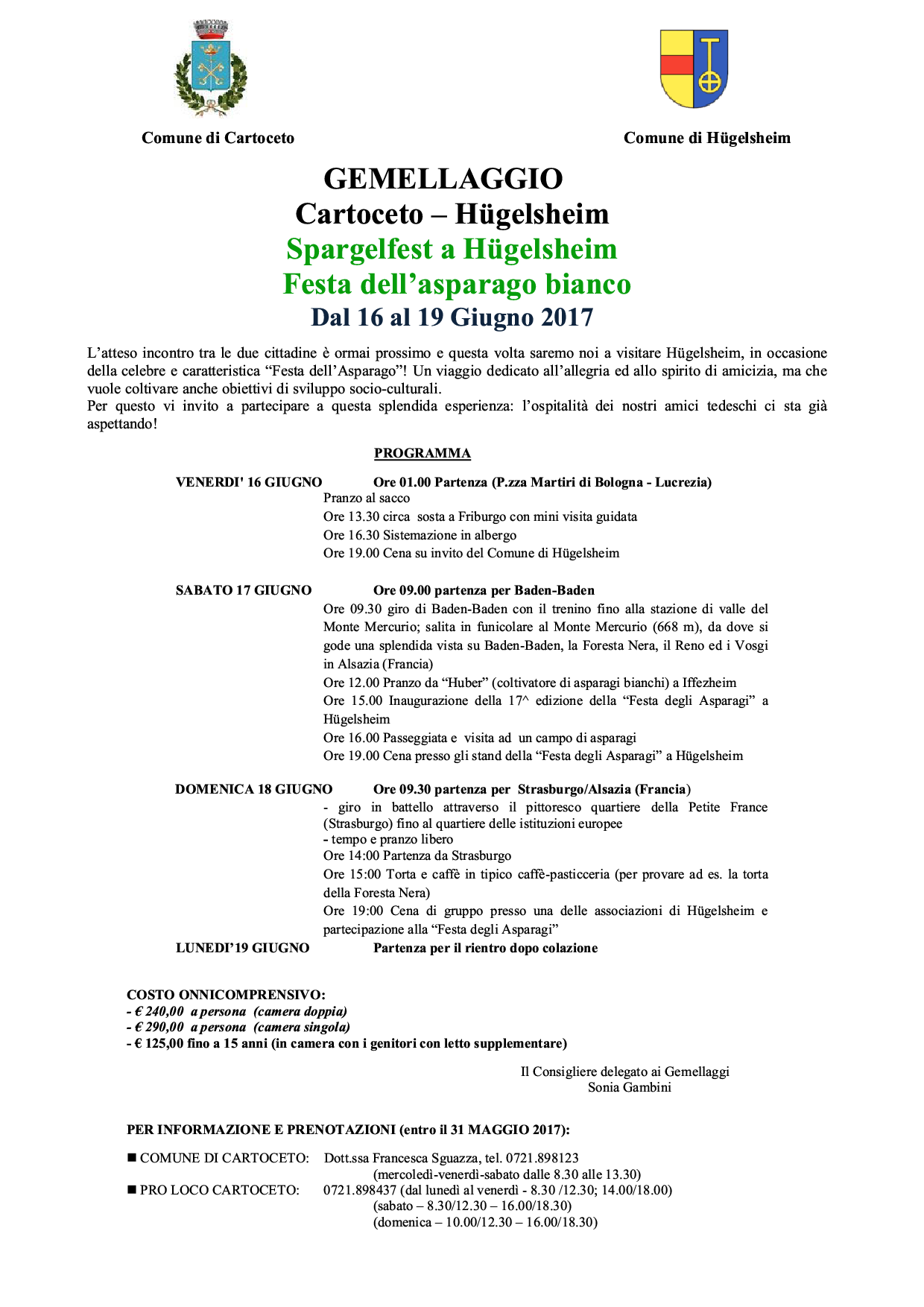 Partecipa al viaggio a Hügelsheim nell’ambito del gemellaggio con Cartoceto!
